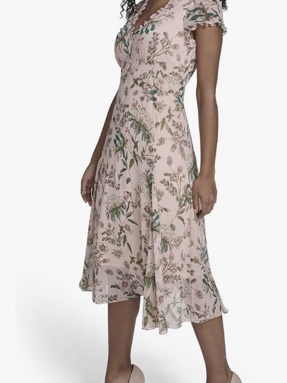 Tommy Hilfiger Women’s short sleeve v-neck chiffon empire waist midi dress